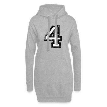 Zahl 4 (Vintage Weiß) 4. Geburtstag Nr. 4 - Hoodie-Kleid - Grau meliert - Vorne