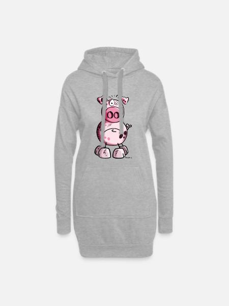Funny Pig - Hoodie Dress - heather grey