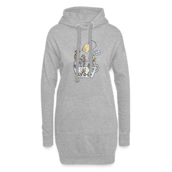 Hygge Teetasse mit Blumen - Hoodie-Kleid - Grau meliert - Vorne