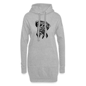 Tête de boxeur - Sweat-shirt à capuche long Femme - gris chiné - Devant