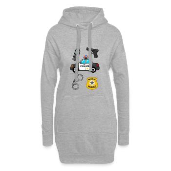 Police, police, flic, voiture de police de flic, officier - Sweat-shirt à capuche long Femme - gris chiné - Devant