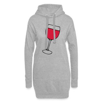 Rotwein im Glas - Hoodie-Kleid - Grau meliert - Vorne