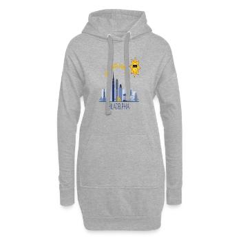 La silhouette de Philly Toujours ensoleillée - Sweat-shirt à capuche long Femme - gris chiné - Devant