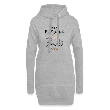Marraine en or et à paillettes - Sweat-shirt à capuche long Femme - gris chiné - Devant
