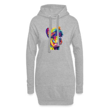 Wahnsinniges Regenbogenlama - Hoodie-Kleid - Grau meliert - Vorne