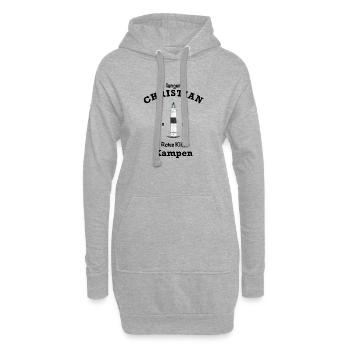 Sylt, Kultiger Leuchtturm Kampen, langer Christian - Hoodie-Kleid - Grau meliert - Vorne