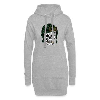 Crâne de soldat - Sweat-shirt à capuche long Femme - gris chiné - Devant