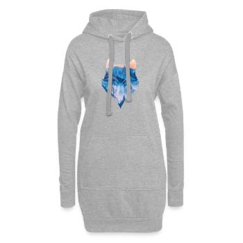 Nordischer Wolf und Berglandschaft - Hoodie-Kleid - Grau meliert - Vorne