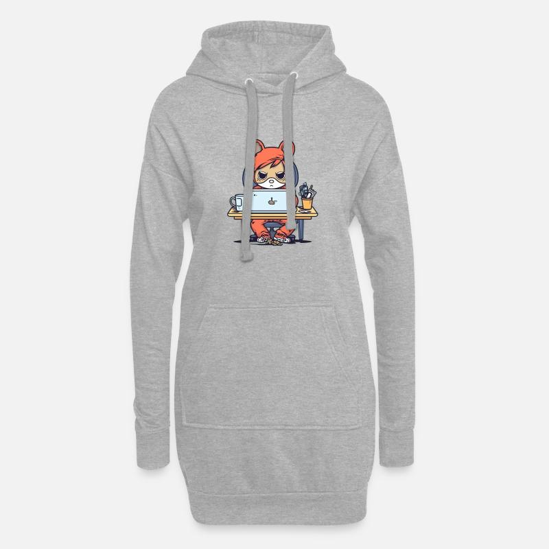 Grumpy Coder in Hoodie - Hoodie Dress - heather grey
