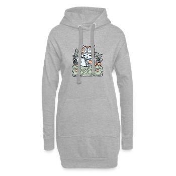Tech Cat in Garden Armor - Hoodie Dress - heather grey - Front