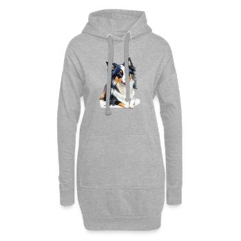 Border Collie - Hoodie-Kleid - Grau meliert - Vorne