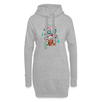 Festliche Eule Weihnachtsstimmung Design - Hoodie-Kleid - Grau meliert - Vorne