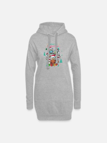 Festliche Eule Weihnachtsstimmung Design - Hoodie-Kleid - Grau meliert