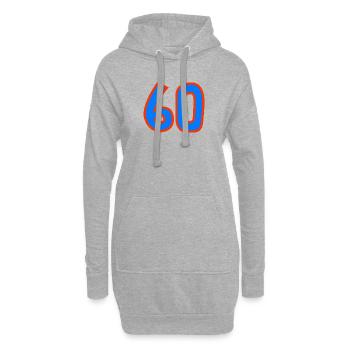 60. 60 ANS. 60e ANNIVERSAIRE. ANNIVERSAIRE 60 ANS. - Sweat-shirt à capuche long Femme - gris chiné - Devant
