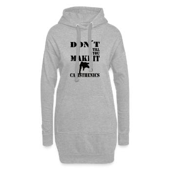 Ne t’arrête pas avant d’y arriver – calisténisme - Sweat-shirt à capuche long Femme - gris chiné - Devant