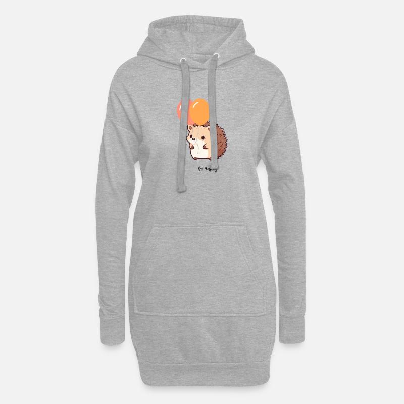 Hérisson mignon - Sweat-shirt à capuche long Femme - gris chiné