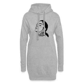 Tatouage Portrait de fille - Sweat-shirt à capuche long Femme - gris chiné - Devant