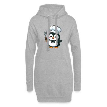 Mignon pingouin Chef bande dessinée conception de bande dessinée - Sweat-shirt à capuche long Femme - gris chiné - Devant