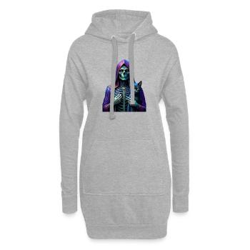 La mort avec un chat dans les mains - Sweat-shirt à capuche long Femme - gris chiné - Devant
