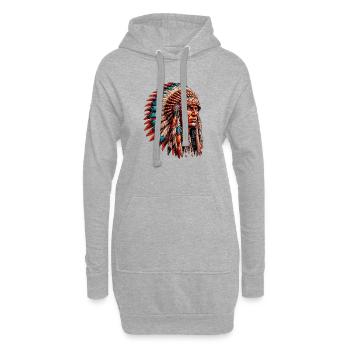 Amérindien Peau rouge d’Amérique - Sweat-shirt à capuche long Femme - gris chiné - Devant