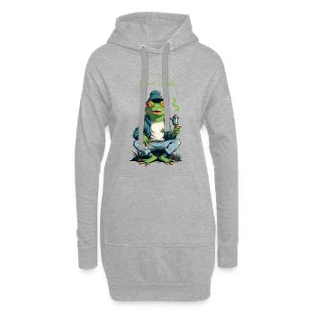 Grenouille avec sifflet - Sweat-shirt à capuche long Femme - gris chiné - Devant