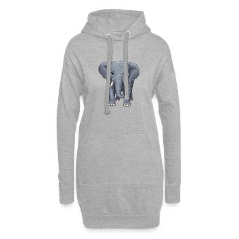 Une sympathique petite dame éléphant - Sweat-shirt à capuche long Femme - gris chiné - Devant