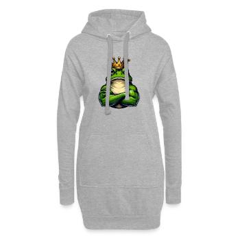 Grenouille royale musclée avec couronne - Sweat-shirt à capuche long Femme - gris chiné - Devant