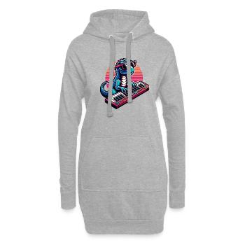 Claviériste Dino avec lunettes de soleil - Sweat-shirt à capuche long Femme - gris chiné - Devant