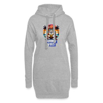 Summer Vibes mit einer coolen Katze - Hoodie-Kleid - Grau meliert - Vorne