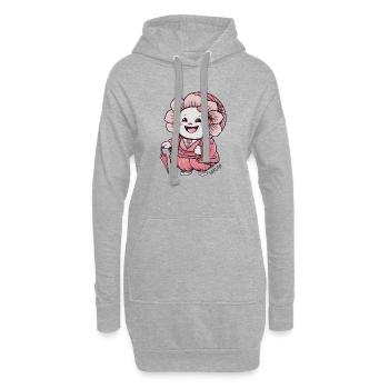 Sakura-Rose in eleganter japanischer Robe - Hoodie-Kleid - Grau meliert - Vorne