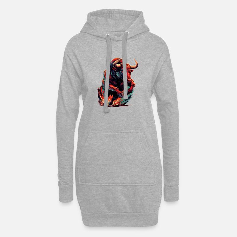 Stier - Hoodie-Kleid - Grau meliert