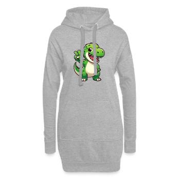 Mignon Dino T-Rex Cartoon Paix Rire Joie - Sweat-shirt à capuche long Femme - gris chiné - Devant