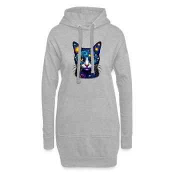 Katze - Hoodie-Kleid - Grau meliert - Vorne