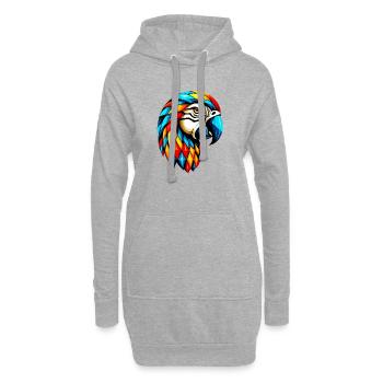 Perroquet arlequin - Sweat-shirt à capuche long Femme - gris chiné - Devant