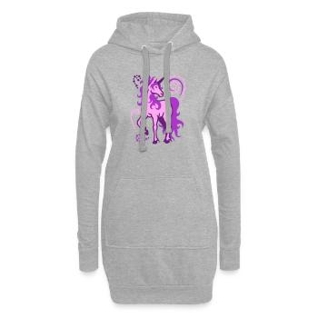 Einhorn individuell 3farbig SVG - Hoodie-Kleid - Grau meliert - Vorne