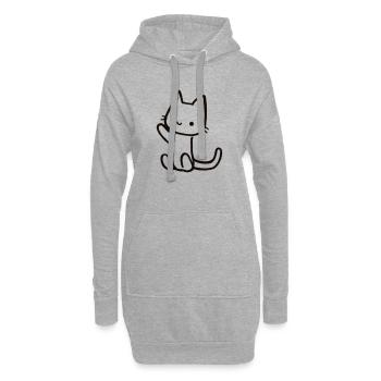 Katzen-Skizze im Lineart-Style - Hoodie-Kleid - Grau meliert - Vorne