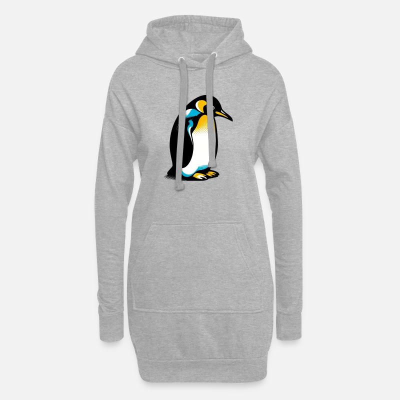 Pinguin - Hoodie-Kleid - Grau meliert