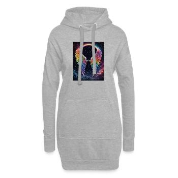 Regenbogenflug im Kosmos - Hoodie-Kleid - Grau meliert - Vorne