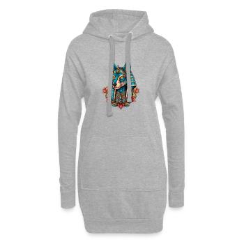 Illustration von Anubis - Hoodie-Kleid - Grau meliert - Vorne