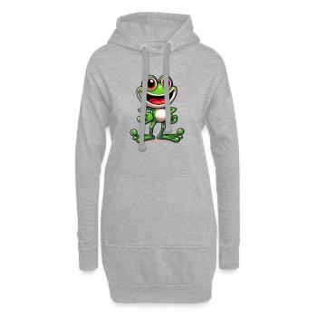 Grenouille - Sweat-shirt à capuche long Femme - gris chiné - Devant