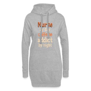 Infirmière le jour, accro à la caféine la nuit - Sweat-shirt à capuche long Femme - gris chiné - Devant