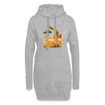 La girafe a l’air amicale - Sweat-shirt à capuche long Femme - gris chiné - Devant