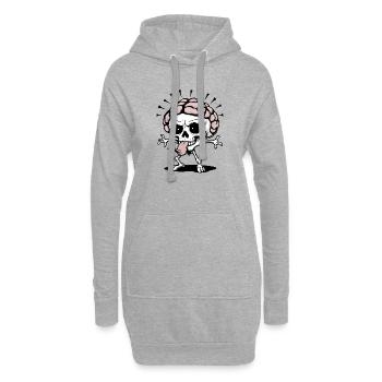 Crâne Cerveau - Sweat-shirt à capuche long Femme - gris chiné - Devant