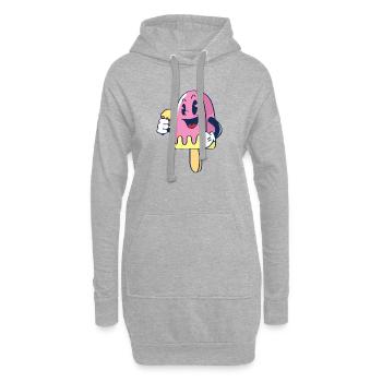 Fröhlicher Kindereis Charakter Eiscreme Eis - Hoodie-Kleid - Grau meliert - Vorne