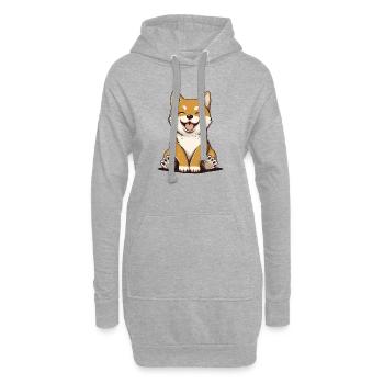 Shiba Inu - Sweat-shirt à capuche long Femme - gris chiné - Devant