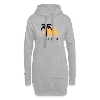 Urlaub mit Palme und Sonnenuntergang - Hoodie-Kleid - Grau meliert - Vorne
