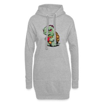 Tortue avec cœur - Sweat-shirt à capuche long Femme - gris chiné - Devant