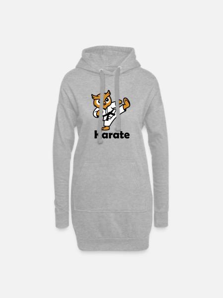 Karate Owl - Hoodie Dress - heather grey