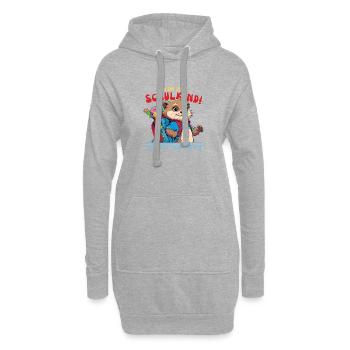 Schulanfang Otter mit Schulrucksack - Hoodie-Kleid - Grau meliert - Vorne