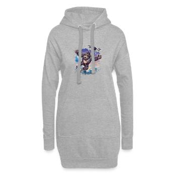 Gorilla Drohne Kinder lustig - Hoodie-Kleid - Grau meliert - Vorne